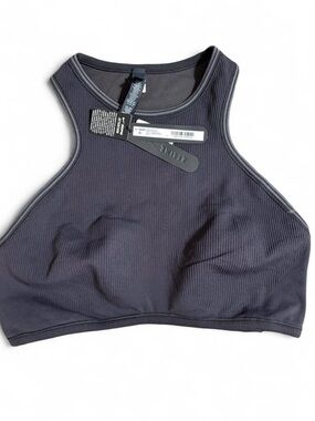 SKIMS Ribbed Seamless Racer Front Bra In Obsidian/Armor